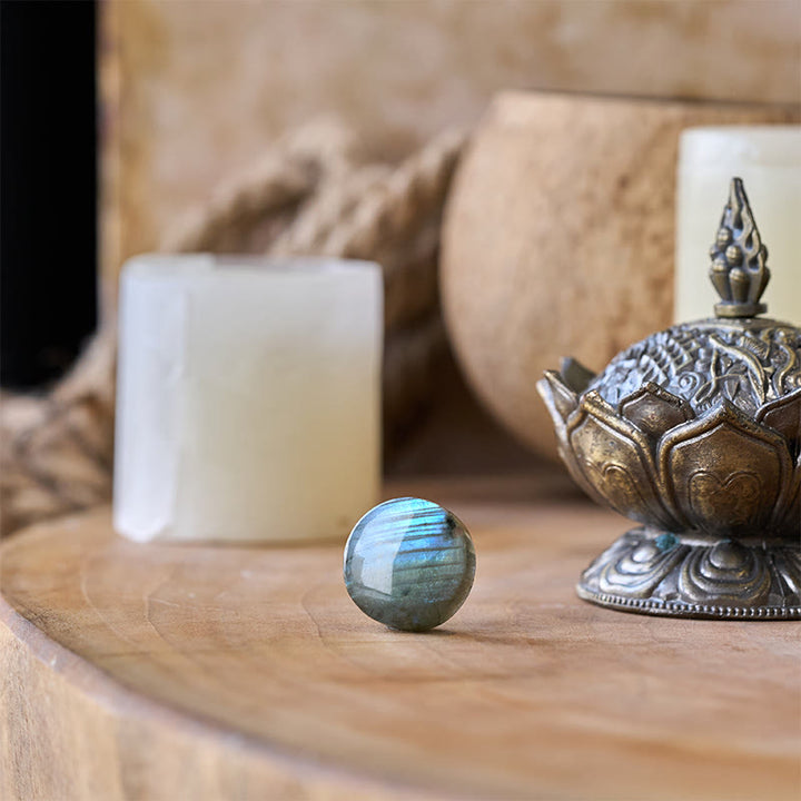 Buddha Stones Decorazione con statuetta curativa rotonda naturale in labradorite - image 2