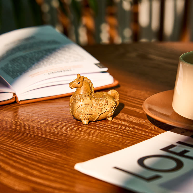 Buddha Stones Mini decorazione Anno del Cavallo Loto Ebano Tiglio Legno Sandalo Verde 5,5*5*3,2cm - image 19