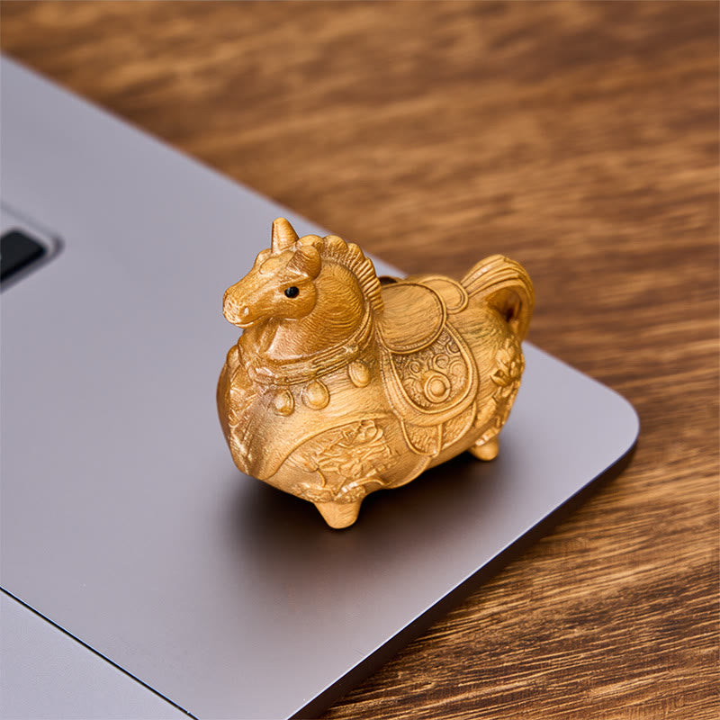 Buddha Stones Mini decorazione Anno del Cavallo Loto Ebano Tiglio Legno Sandalo Verde 5,5*5*3,2cm - image 18