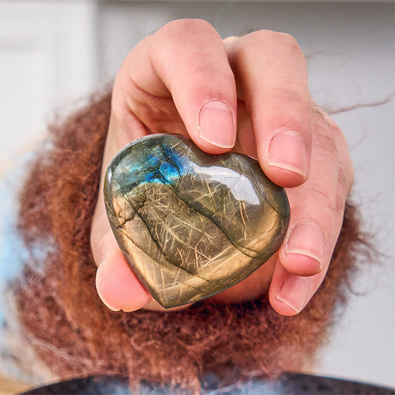 Buddha Stones Decorazione con statuetta curativa in pietra naturale a forma di cuore in labradorite - Cuore - 4-5 cm - image 0