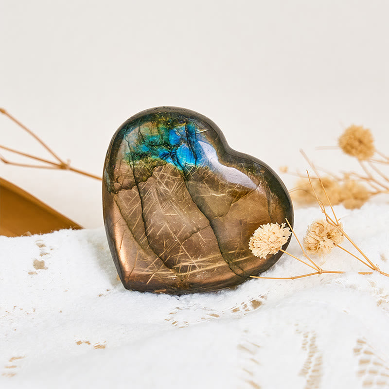 Buddha Stones Decorazione con statuetta curativa in pietra naturale a forma di cuore in labradorite - image 6