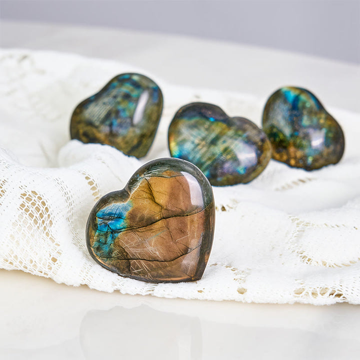 Buddha Stones Decorazione con statuetta curativa in pietra naturale a forma di cuore in labradorite - image 3