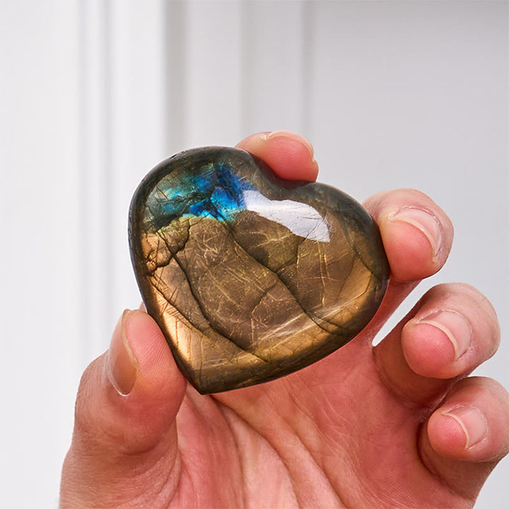 Buddha Stones Decorazione con statuetta curativa in pietra naturale a forma di cuore in labradorite - image 3