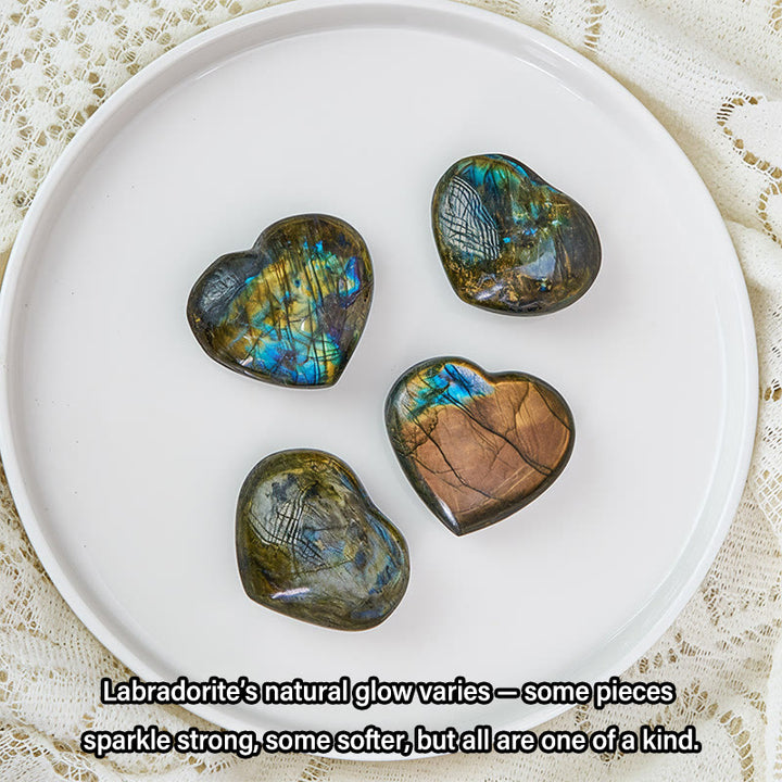 Buddha Stones Decorazione con statuetta curativa in pietra naturale a forma di cuore in labradorite - image 4
