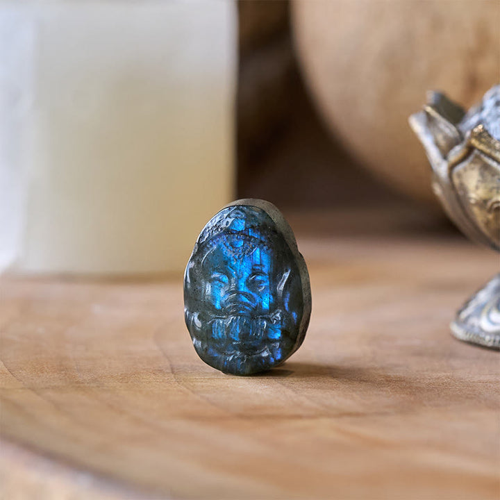 Buddha Stones Statua di protezione curativa in labradorite naturale con statuetta di elefante Ganesh, decorazione per la casa - Ganesh 2,7*2*0,6 cm - image 0