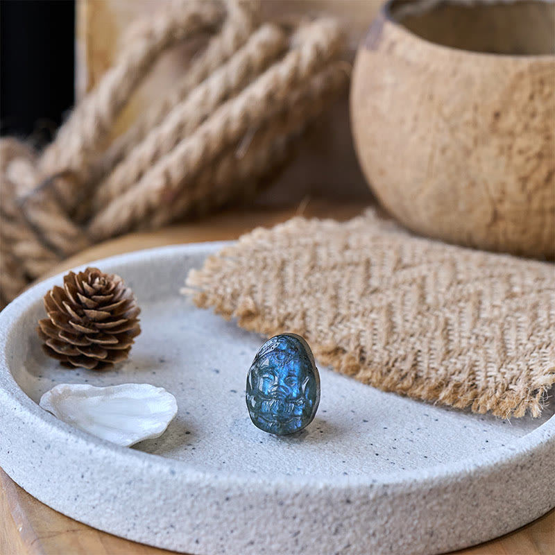Buddha Stones Statua di protezione curativa in labradorite naturale con statuetta di elefante Ganesh, decorazione per la casa - image 6