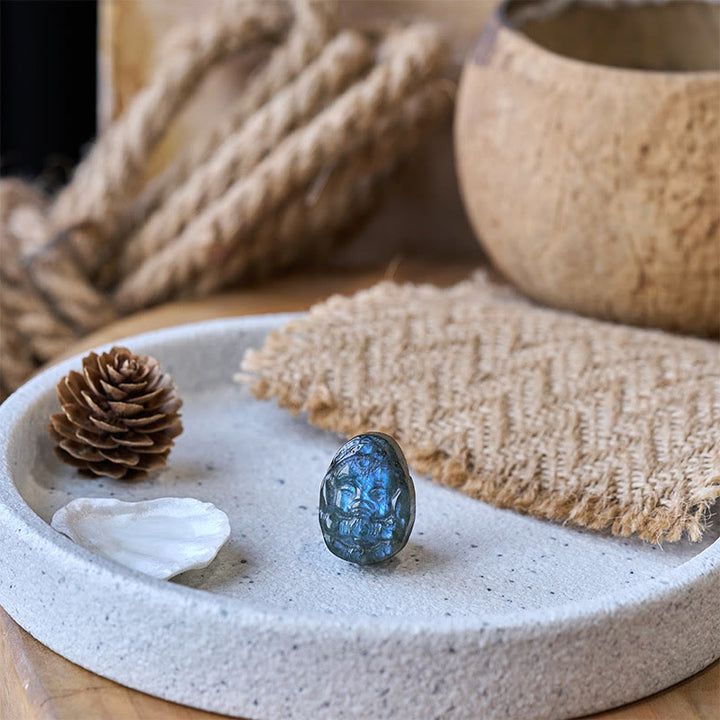 Buddha Stones Statua di protezione curativa in labradorite naturale con statuetta di elefante Ganesh, decorazione per la casa - image 6