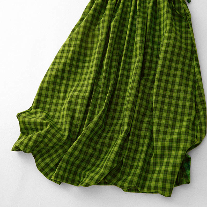 Buddha Stones Abito estivo midi senza maniche a quadri con tasche - image 6