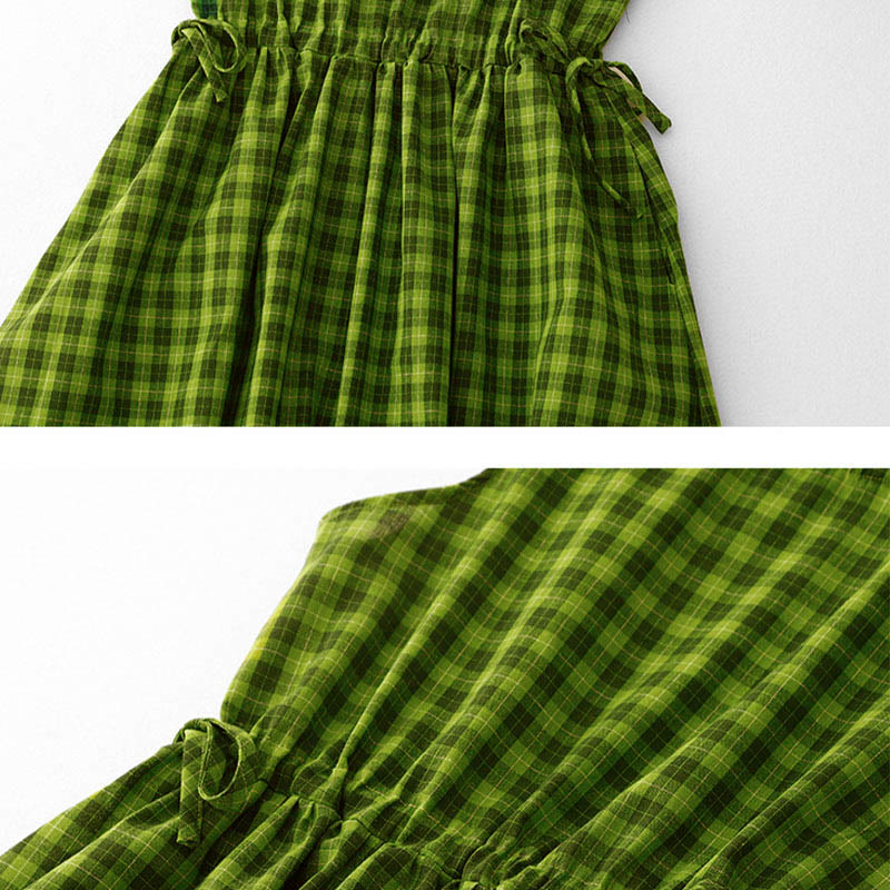 Buddha Stones Abito estivo midi senza maniche a quadri con tasche - image 12