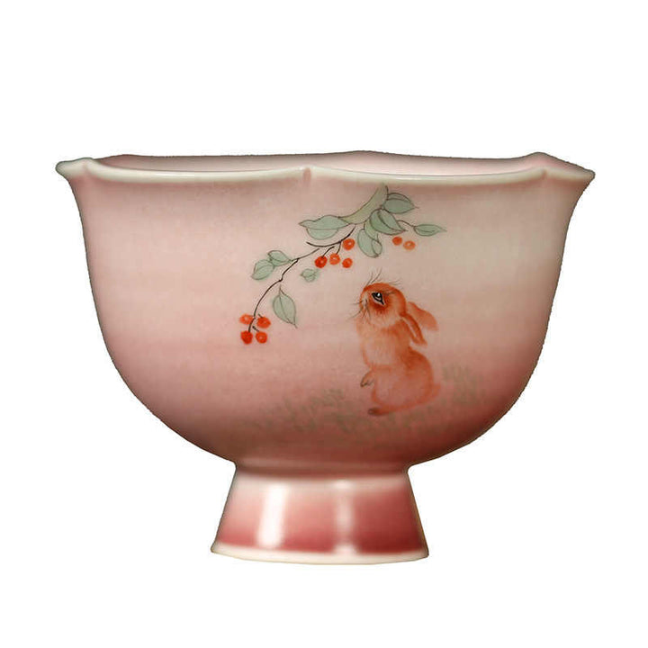 Buddha Stones Tazza da tè in ceramica dipinta a mano con fiore di orchidea e begonia, tazza da tè Kung Fu da 75 ml - image 4