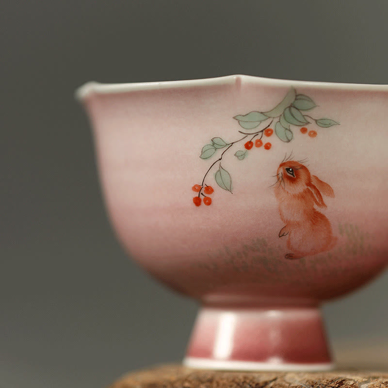 Buddha Stones Tazza da tè in ceramica dipinta a mano con fiore di orchidea e begonia, tazza da tè Kung Fu da 75 ml - image 6