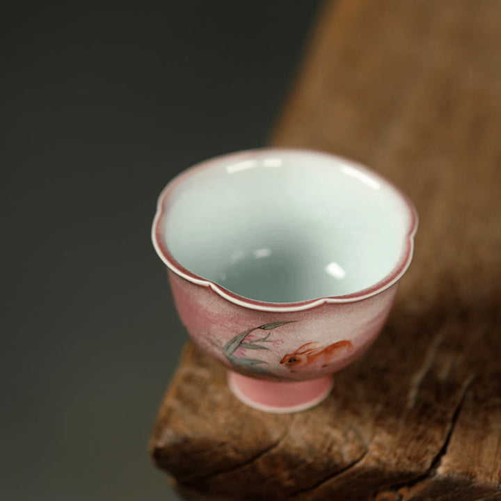 Buddha Stones Tazza da tè in ceramica dipinta a mano con fiore di orchidea e begonia, tazza da tè Kung Fu da 75 ml - image 7