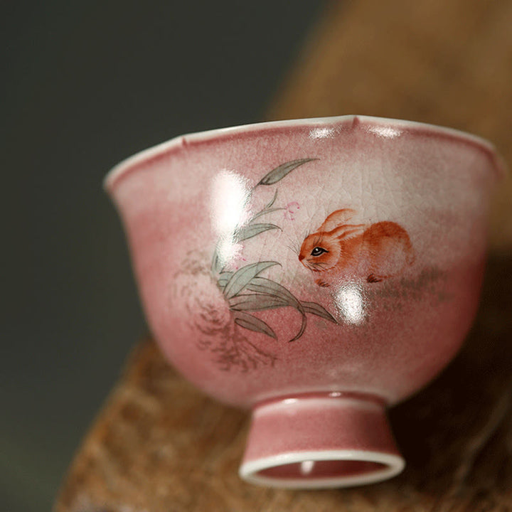 Buddha Stones Tazza da tè in ceramica dipinta a mano con fiore di orchidea e begonia, tazza da tè Kung Fu da 75 ml - image 8