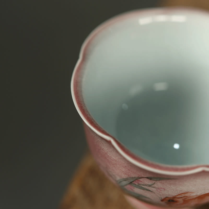 Buddha Stones Tazza da tè in ceramica dipinta a mano con fiore di orchidea e begonia, tazza da tè Kung Fu da 75 ml - image 10