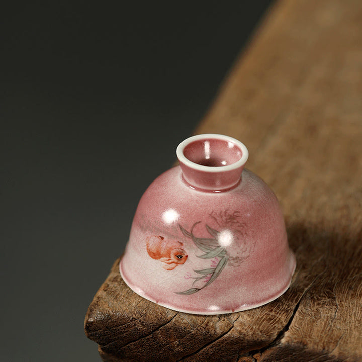 Buddha Stones Tazza da tè in ceramica dipinta a mano con fiore di orchidea e begonia, tazza da tè Kung Fu da 75 ml - image 11