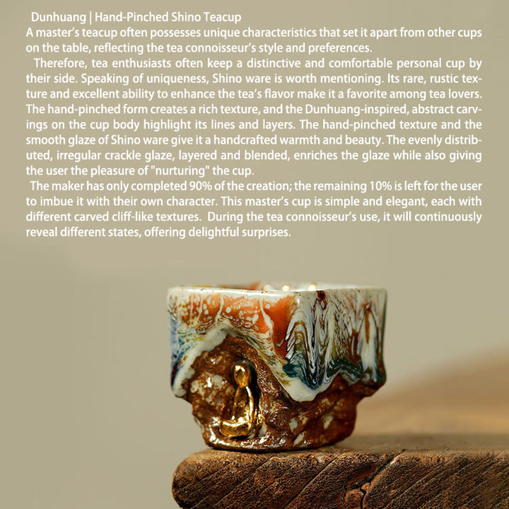 Buddha Stones Tazza da tè in ceramica Shino raffigurante il Buddha in meditazione di Dunhuang dipinta a mano, tazza da tè Kung Fu - image 4