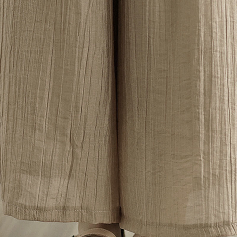 Buddha Stones Pantaloni Capri a gamba larga da donna con elastico in vita e tinta unita - image 35