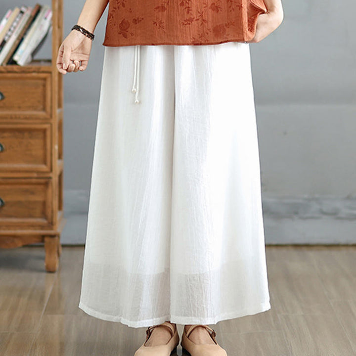 Buddha Stones Pantaloni Capri a gamba larga da donna con elastico in vita e tinta unita - image 19