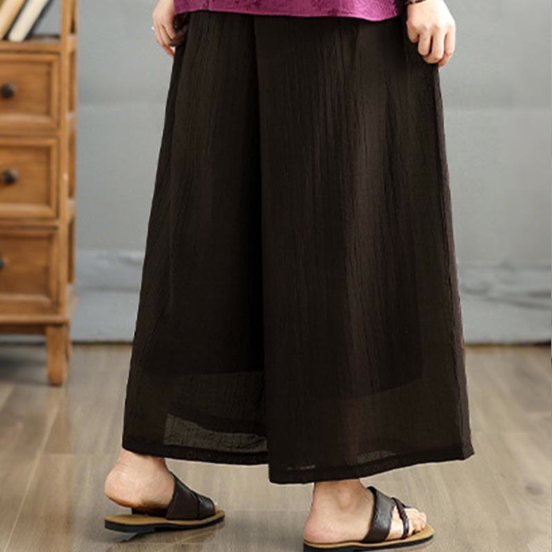 Buddha Stones Pantaloni Capri a gamba larga da donna con elastico in vita e tinta unita - image 11