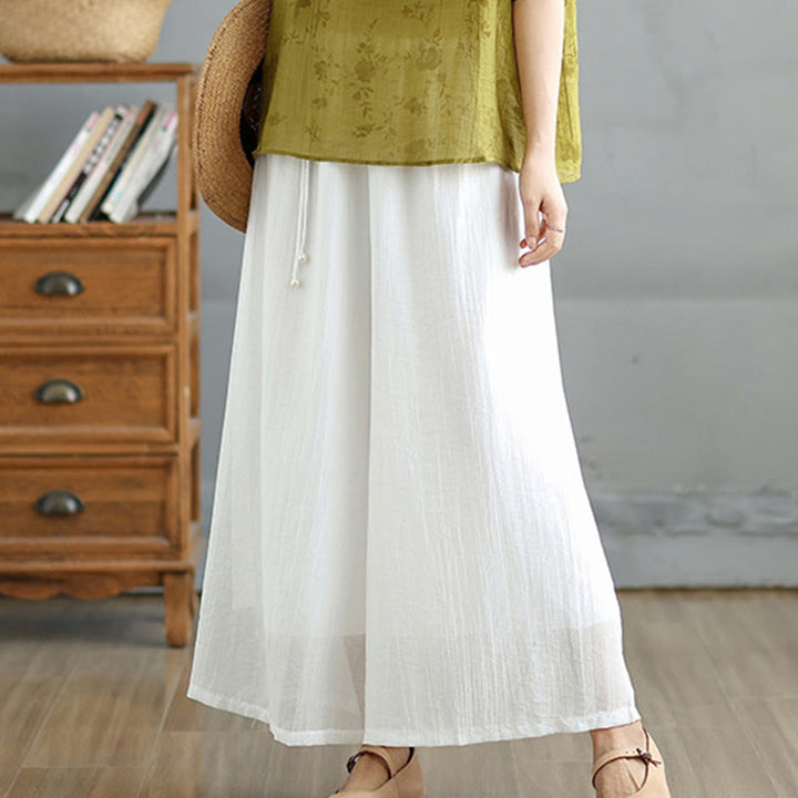 Buddha Stones Pantaloni Capri a gamba larga da donna con elastico in vita e tinta unita - image 21