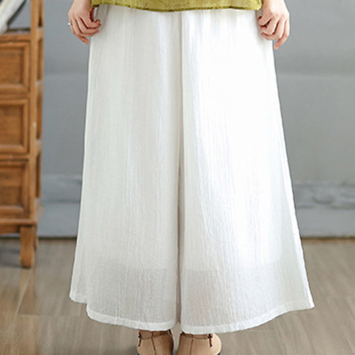 Buddha Stones Pantaloni Capri a gamba larga da donna con elastico in vita e tinta unita - image 22