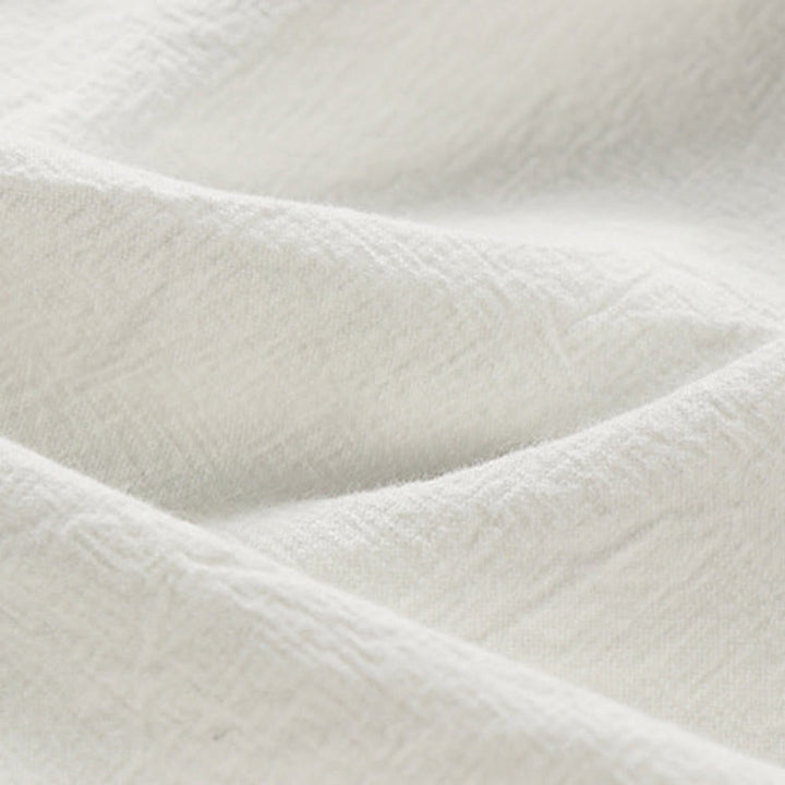 Buddha Stones Camicia da uomo in cotone e lino a maniche corte con ricamo di nuvole di buon auspicio con bottoni a rana estivi - image 8