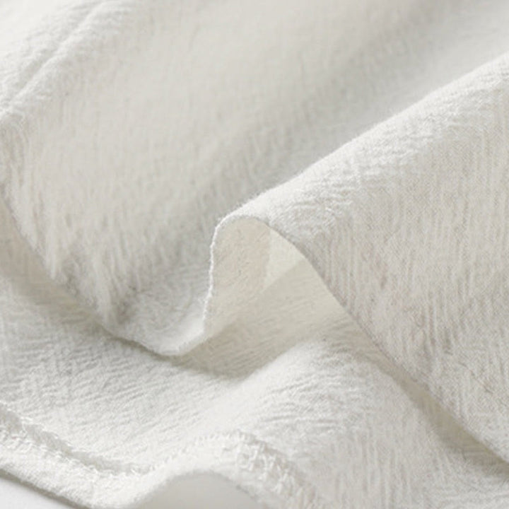 Buddha Stones Camicia da uomo in cotone e lino a maniche corte con ricamo di nuvole di buon auspicio con bottoni a rana estivi - image 6