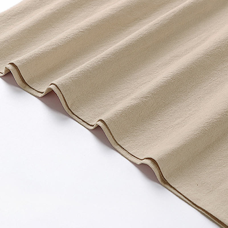 Buddha Stones Maglietta estiva casual da uomo in cotone e lino con maniche corte e scollo rotondo - image 5