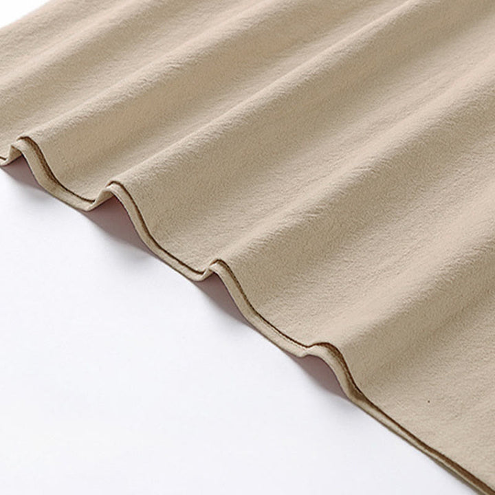 Buddha Stones Maglietta estiva casual da uomo in cotone e lino con maniche corte e scollo rotondo - image 5