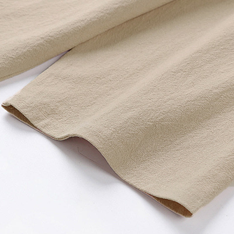 Buddha Stones Maglietta estiva casual da uomo in cotone e lino con maniche corte e scollo rotondo - image 4