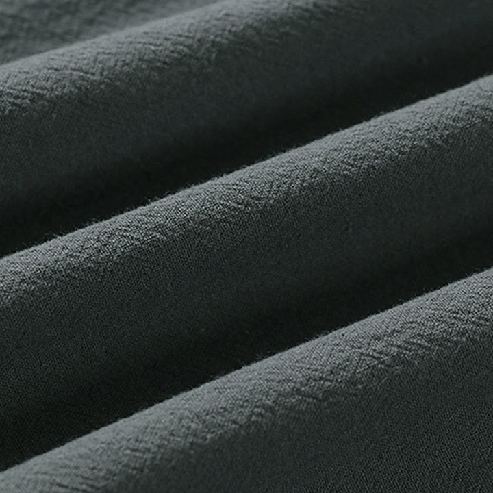 Buddha Stones Camicia estiva da uomo in cotone e lino con scollo a V e risvolto, manica corta - image 7