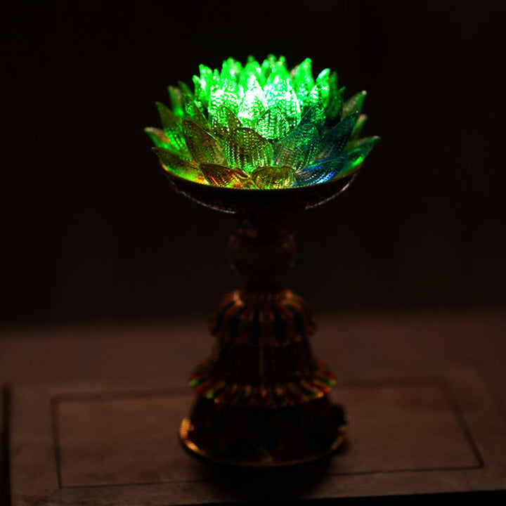 Buddha Stones Base in vetro Lotus Liuli con otto simboli di buon auspicio per la decorazione della casa e l'illuminazione. - image 35