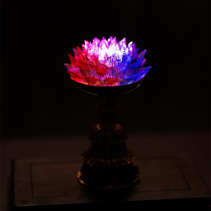 Buddha Stones Base in vetro Lotus Liuli con otto simboli di buon auspicio per la decorazione della casa e l'illuminazione. - image 21