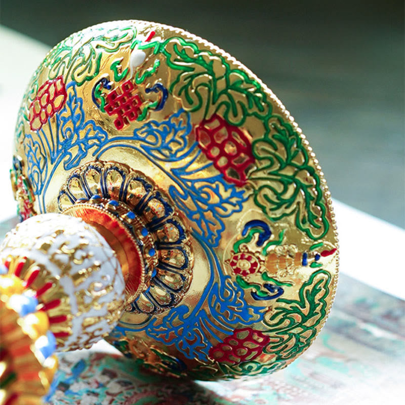 Buddha Stones Base in vetro Lotus Liuli con otto simboli di buon auspicio per la decorazione della casa e l'illuminazione. - image 38