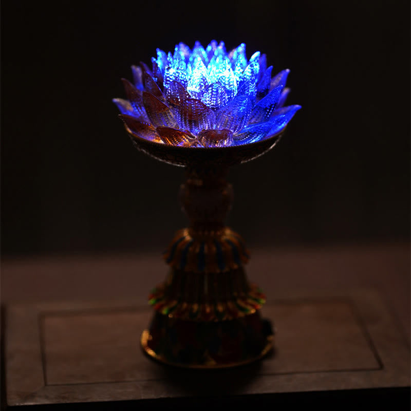 Buddha Stones Base in vetro Lotus Liuli con otto simboli di buon auspicio per la decorazione della casa e l'illuminazione. - image 32