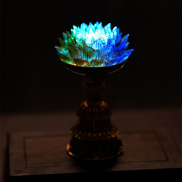 Buddha Stones Base in vetro Lotus Liuli con otto simboli di buon auspicio per la decorazione della casa e l'illuminazione. - image 31