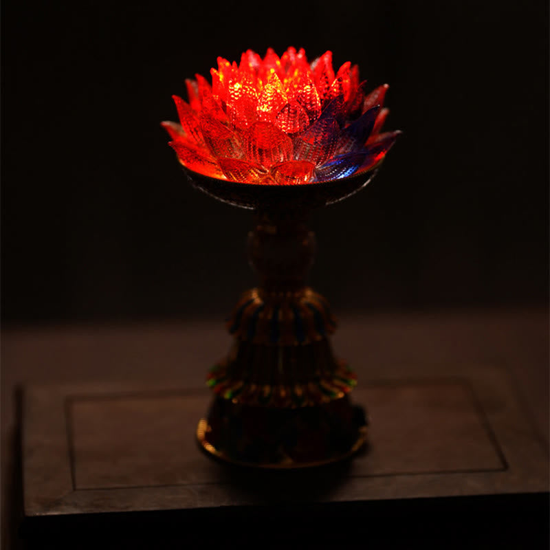Buddha Stones Base in vetro Lotus Liuli con otto simboli di buon auspicio per la decorazione della casa e l'illuminazione. - image 27