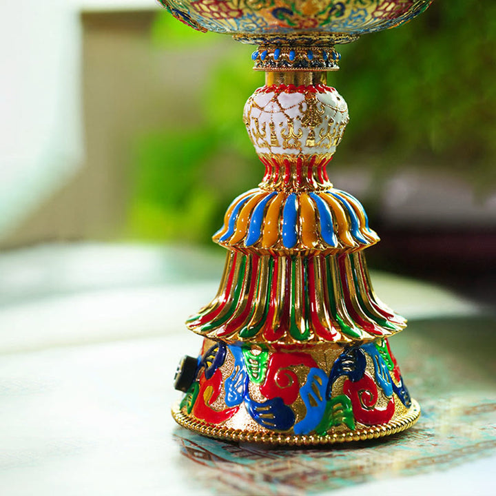 Buddha Stones Base in vetro Lotus Liuli con otto simboli di buon auspicio per la decorazione della casa e l'illuminazione. - image 39