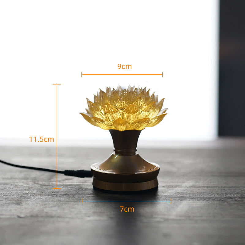Buddha Stones Decorazione per la casa Lotus Liuli in vetro, rame e ottone, un nuovo inizio - Base in ottone color rame a forma di loto dorato (9*11,5*7 cm) - Collegare - image 30