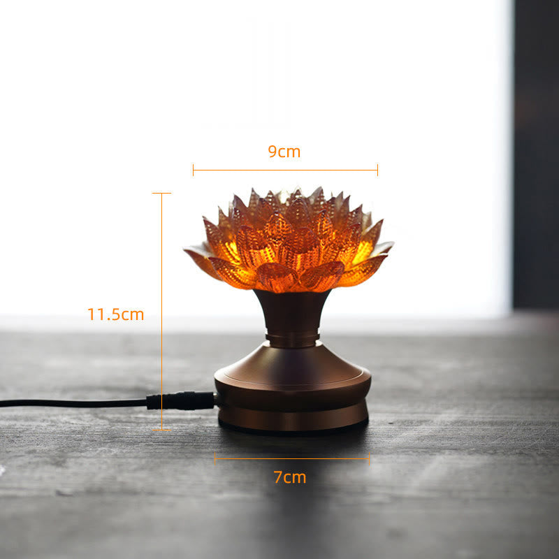 Buddha Stones Decorazione per la casa Lotus Liuli in vetro, rame e ottone, un nuovo inizio - Base in lega di alluminio a forma di loto arancione (9*11,5*7 cm) - Collegare - image 28
