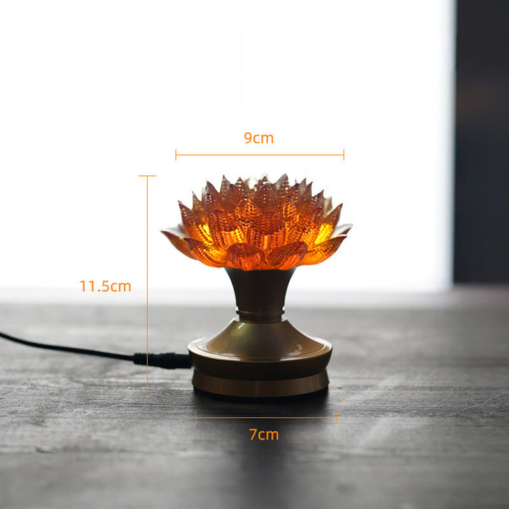 Buddha Stones Decorazione per la casa Lotus Liuli in vetro, rame e ottone, un nuovo inizio - Base in ottone color rame a forma di loto arancione (9*11,5*7 cm) - Collegare - image 32