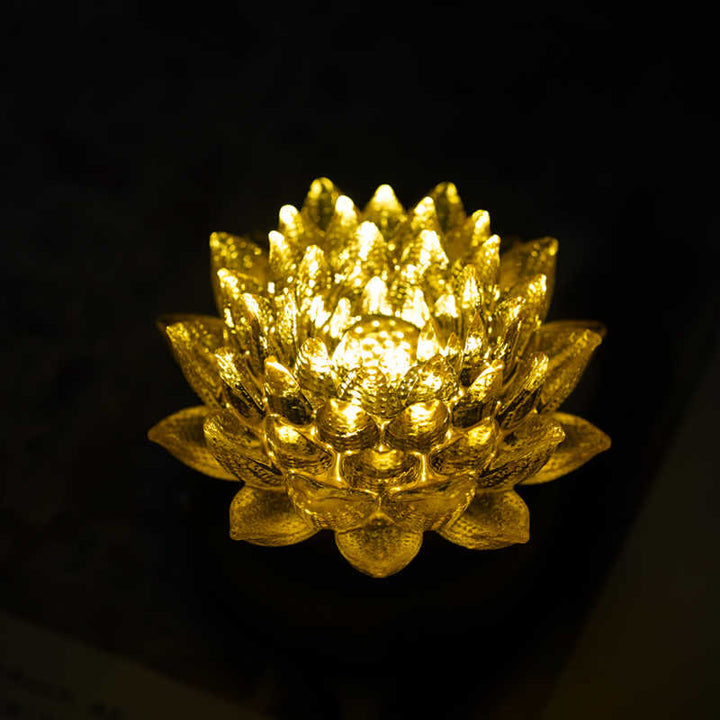 Buddha Stones Decorazione per la casa Lotus Liuli in vetro, rame e ottone, un nuovo inizio - image 3