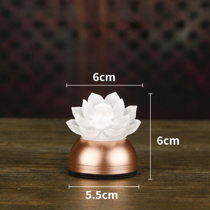 Buddha Stones Decorazione per la casa Lotus Liuli in vetro e rame, un nuovo inizio. - Bianco ricaricabile (6*6*5,5 cm) - image 17