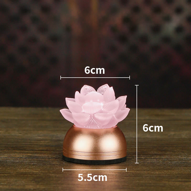 Buddha Stones Decorazione per la casa Lotus Liuli in vetro e rame, un nuovo inizio. - Rosa ricaricabile (6*6*5,5 cm) - image 18
