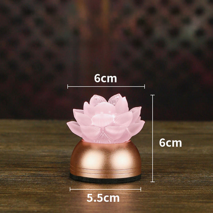 Buddha Stones Decorazione per la casa Lotus Liuli in vetro e rame, un nuovo inizio. - Rosa ricaricabile (6*6*5,5 cm) - image 18
