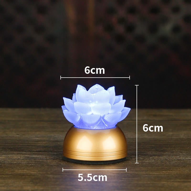 Buddha Stones Decorazione per la casa Lotus Liuli in vetro e rame, un nuovo inizio. - Batteria ricaricabile blu fiordaliso color rame (6*6*5,5 cm) - image 23