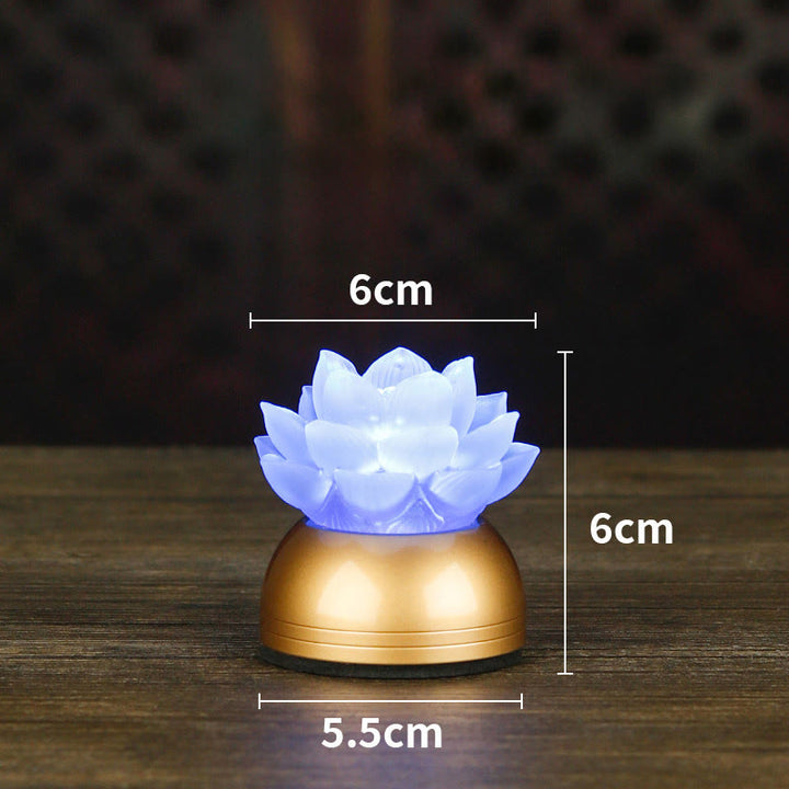 Buddha Stones Decorazione per la casa Lotus Liuli in vetro e rame, un nuovo inizio. - Batteria ricaricabile blu fiordaliso color rame (6*6*5,5 cm) - image 23