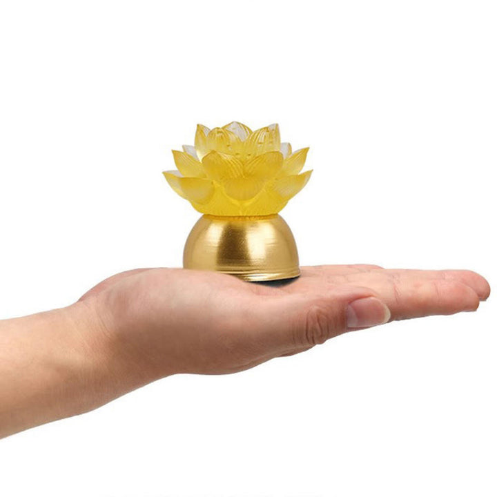 Buddha Stones Decorazione per la casa Lotus Liuli in vetro e rame, un nuovo inizio. - image 11