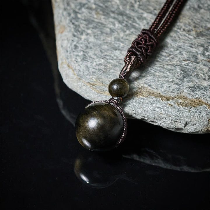 Buddha Stones Collana con ciondolo positivo in ossidiana arcobaleno, ossidiana arcobaleno, ossidiana arcobaleno, occhio di tigre argentato e lucido. - image 10