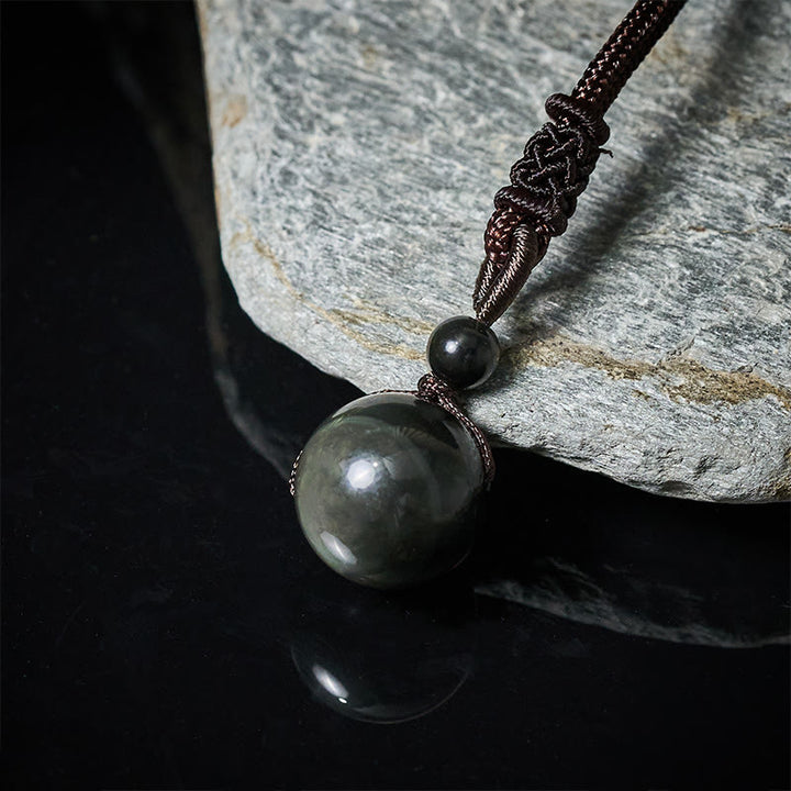 Buddha Stones Collana con ciondolo positivo in ossidiana arcobaleno, ossidiana arcobaleno, ossidiana arcobaleno, occhio di tigre argentato e lucido. - image 14